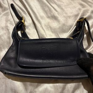 Vintage Coach Hobo/Ergo Navy Blue Leather Shoulder Bag 9059 Brass Hardware